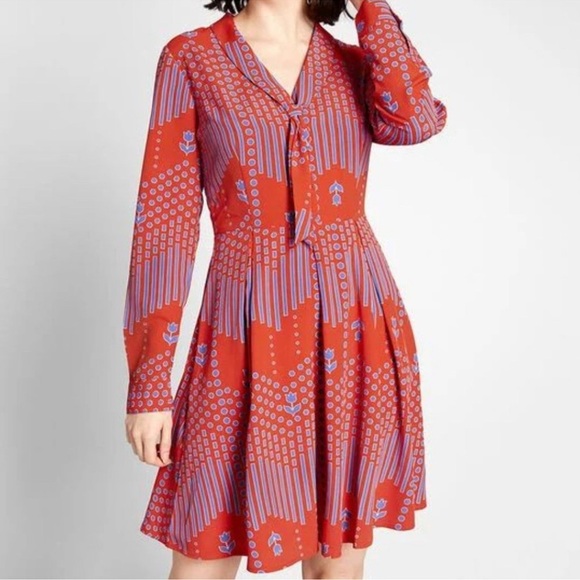 ModCloth Pleasant Confidence A-Line Tie Neck Dress - Picture 3 of 13